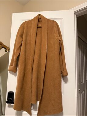 Cozy Open-Front Camel Cardigan Sweater